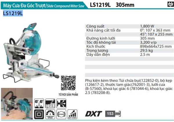 Makita LS1219L MÁY CƯA ĐA GÓC TRƯỢT(305MM)