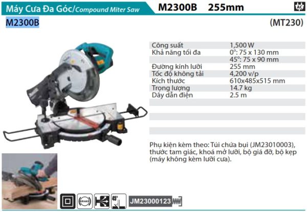 Makita M2300B MÁY CƯA ĐA GÓC(255MM) chưa kèm lưỡi cắt