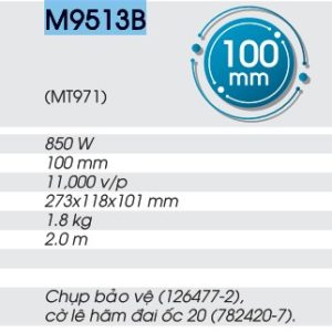 Makita M9513B MÁY MÀI GÓC(100MM/850W/CÔNG TẮC ĐUÔI)