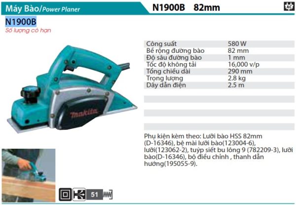 Makita N1900B MÁY BÀO(82MM)