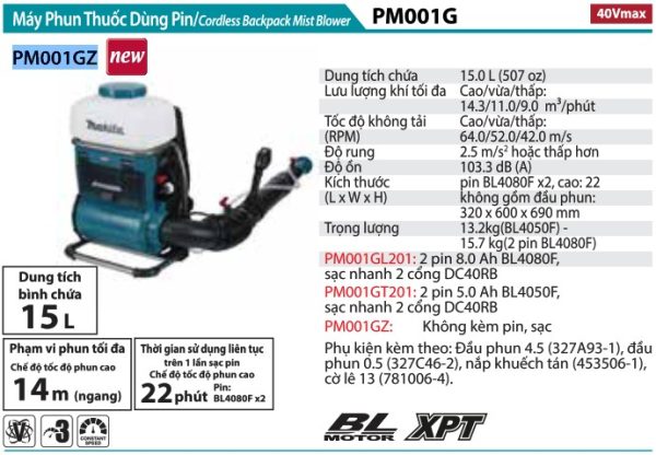 Makita PM001GZ Máy Phun Thuốc Dùng Pin