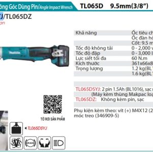 Makita TL065DSYJ MÁY SIẾT BU LÔNG GÓC DÙNG PIN(12V MAX) (kèm 01 pin + sạc)