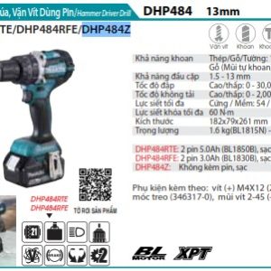 Makita DHP484Z MÁY KHOAN BÚA, VẶN VÍT DÙNG PIN(BL)(18V) (không kèm pin sạc)