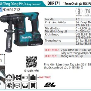 Makita DHR171RFJ MÁY KHOAN BÊ TÔNG DÙNG PIN (kèm 02 pin 3.0 + sạc nhanh)