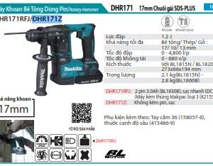 Makita DHR171Z MÁY KHOAN BÊ TÔNG DÙNG PIN (không kèm pin sạc)