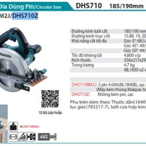 Makita DHS710Z MÁY CƯA ĐĨA DÙNG PIN(190MM)(18VX2) (không kèm pin sạc)