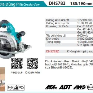 Makita DHS783Z MÁY CƯA ĐĨA DÙNG PIN(185MM/AWS/BL) (không kèm pin sạc)