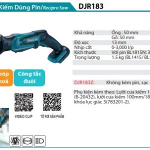 Makita DJR183Z MÁY CƯA KIẾM DÙNG PIN(18V) (không kèm pin sạc)