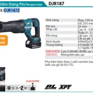 Makita DJR187Z MÁY CƯA KIẾM DÙNG PIN(BL)(18V) (không kèm pin sạc)