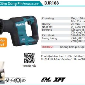 Makita DJR188Z MÁY CƯA KIẾM DÙNG PIN(BL)(18V) (không kèm pin sạc)