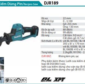 Makita DJR189Z MÁY CƯA KIẾM DÙNG PIN(BL)(18V) (không kèm pin sạc)