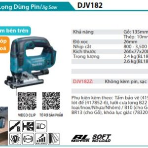 Makita DJV182Z MÁY CƯA LỌNG DÙNG PIN(BL)(18V) (không kèm pin sạc)