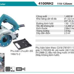 Makita 4100NH2 MÁY CẮT ĐÁ/GẠCH(110-125MM)