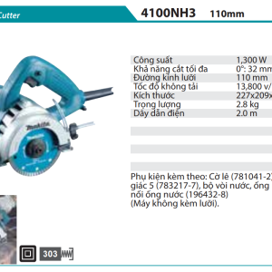 Makita 4100NH3 MÁY CẮT ĐÁ/GẠCH(110MM)