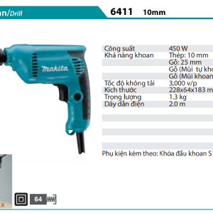 Makita 6411 MÁY KHOAN(10MM)