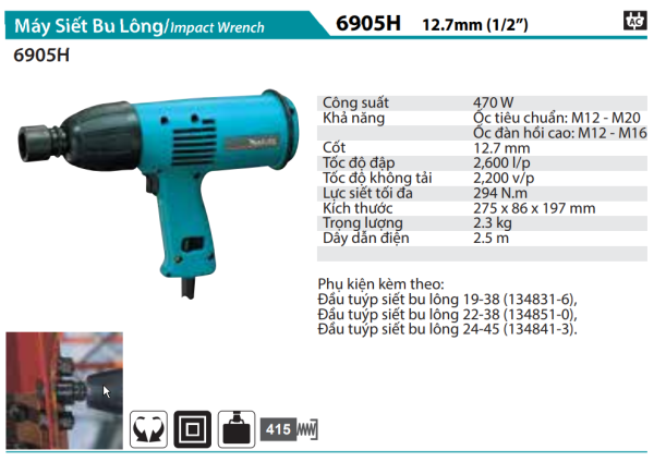 Makita 6905H MÁY SIẾT BU LÔNG(12.7MM)