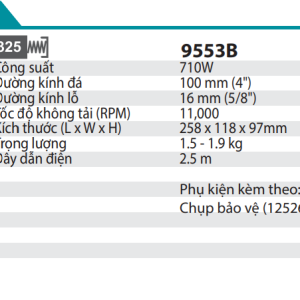 Makita 9553B MÁY MÀI GÓC(100MM/710W/CÔNG TẮC ĐUÔI)