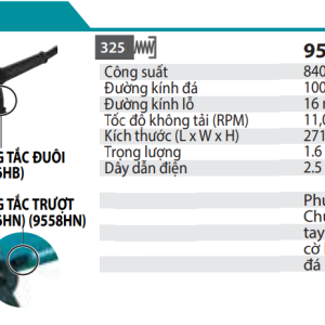 Makita 9556HN MÁY MÀI GÓC(100MM/840W/CÔNG TẮC TRƯỢT)