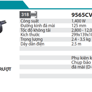 Makita 9565CVR MÁY MÀI GÓC(125MM/1400W/CÔNG TẮC TRƯỢT)