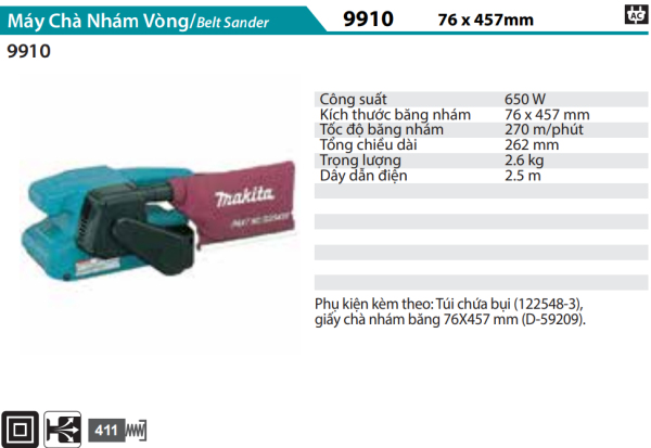 Makita 9910 MÁY CHÀ NHÁM BĂNG(76MMX457MM)