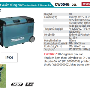 Makita CW004GZ máy làm mát và giữ ấm 40V/18V/AC