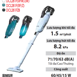 Makita DCL281FRF MÁY HÚT BỤI DÙNG PIN(HEPA/BL)(18V) (kèm 01 pin 3.0 + sạc)