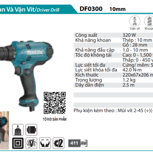 Makita DF0300 MÁY KHOAN VÀ VẶN VÍT(10MM)