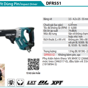 Makita DFR551Z MÁY VẶN VÍT CUỘN DÙNG PIN(18V) (không kèm pin sạc)