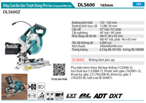 Makita DLS600Z MÁY CƯA ĐA GÓC ĐỂ BÀN DÙNG PIN(BL)(18V) (không kèm pin sạc)