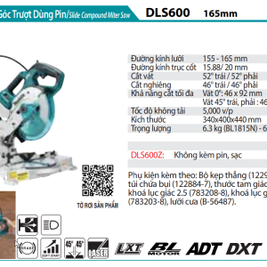 Makita DLS600Z MÁY CƯA ĐA GÓC ĐỂ BÀN DÙNG PIN(BL)(18V) (không kèm pin sạc)