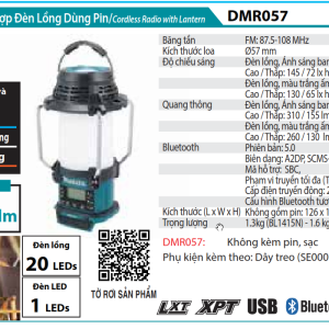 Makita DMR057 RADIO KẾT HỢP ĐÈN LỒNG DÙNG PIN(18V/14.4V)