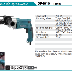 Makita DP4010 MÁY KHOAN TỐC ĐỘ CAO(13MM)