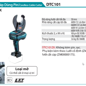 Makita DTC101ZK MÁY CẮT CÁP DÙNG PIN(LƯỠI CẮT DẠNG MỞ)(BL)(18V) (chưa kèm pin sạc)