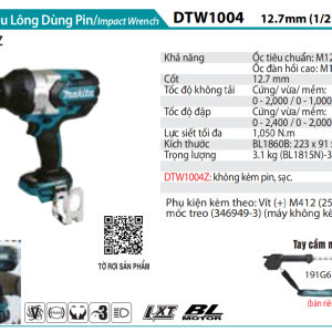 Makita DTW1004Z MÁY SIẾT BU LÔNG DÙNG PIN(12.7MM/BL)(18V) (chưa kèm pin sạc)