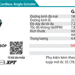 Makita GA037GZ05 MÁY MÀI GÓC DÙNG PIN(180MM/CÔNG TẮC BÓP/ (không kèm pin sạc)