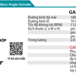 Makita GA048GZ MÁY MÀI GÓC DÙNG PIN(100MM/CÔNG TẮC BÓP/BL)(40V MAX) (không kèm pin sạc)