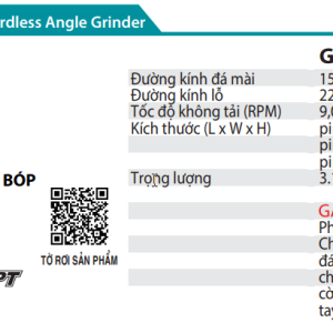 Makita GA051GZ MÁY MÀI GÓC DÙNG PIN(150MM/CÔNG TẮC BÓP/BL)(40V MAX)  (không kèm pin sạc)