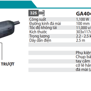 Makita GA4040 MÁY MÀI GÓC(100MM/1100W/CÔNG TẮC TRƯỢT)