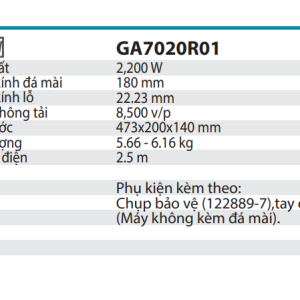 Makita GA7020R01 MÁY MÀI GÓC(180MM/2200W/CÔNG TẮC BÓP)