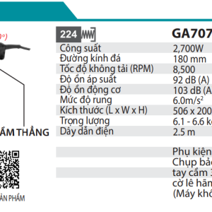 Makita GA7070 MÁY MÀI GÓC(180MM/2800W/CÔNG TẮC BÓP)