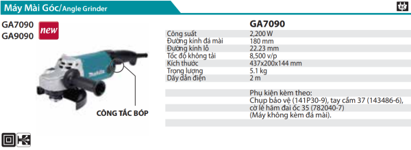 Makita GA7090 máy mài góc 180mm/2200W