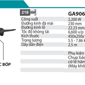 Makita GA9060 MÁY MÀI GÓC(230MM/2200W/CÔNG TẮC BÓP)