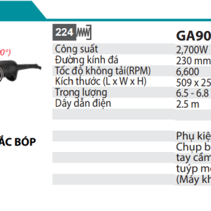 Makita GA9080 MÁY MÀI GÓC(230MM/2700W/CÔNG TẮC BÓP)