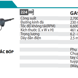 Makita GA9082 MÁY MÀI GÓC(230MM/2700W/CÔNG TẮC BÓP)