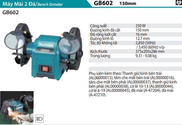 Makita GB602 MÁY MÀI 2 ĐÁ(150MM)