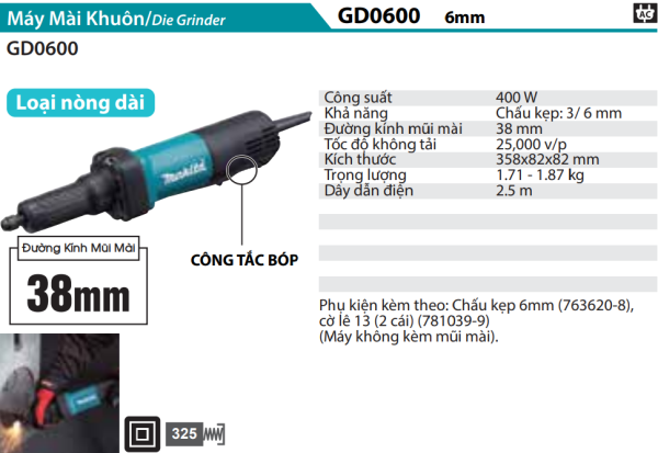 Makita GD0600 MÁY MÀI KHUÔN(6MM)