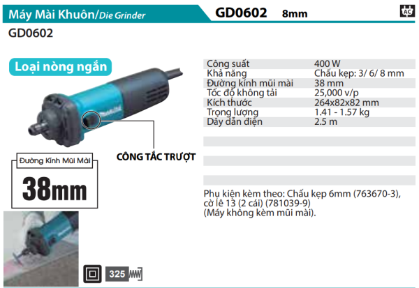 Makita GD0602 MÁY MÀI KHUÔN(6MM)