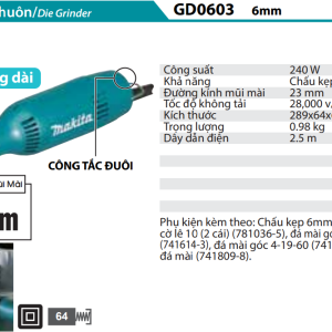 Makita GD0603 MÁY MÀI KHUÔN(6MM)