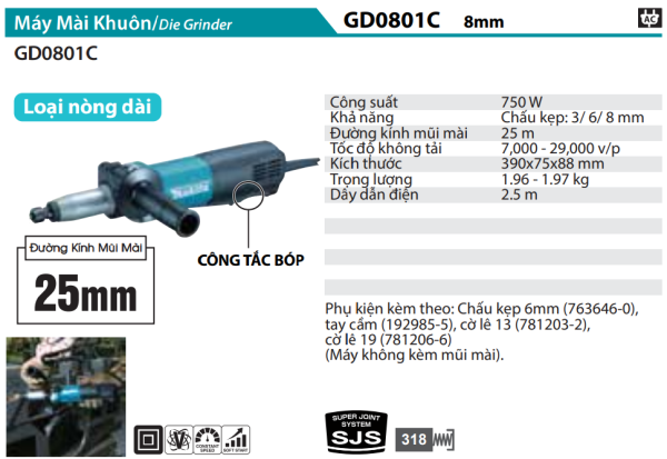 Makita GD0801C MÁY MÀI KHUÔN(8MM)