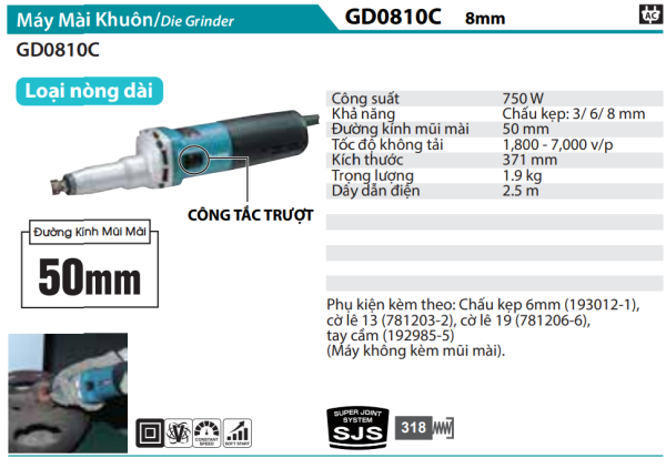 Makita GD0810C MÁY MÀI KHUÔN(8MM)